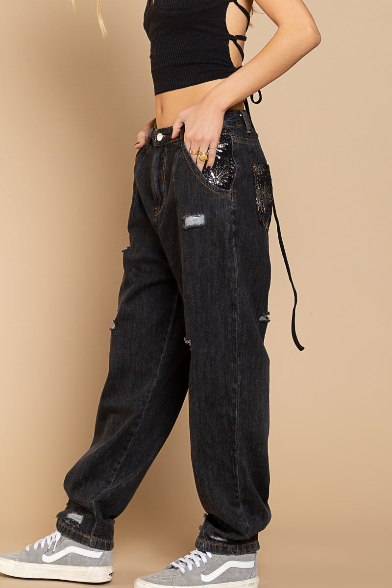 Sequined and Slouchy Jeans