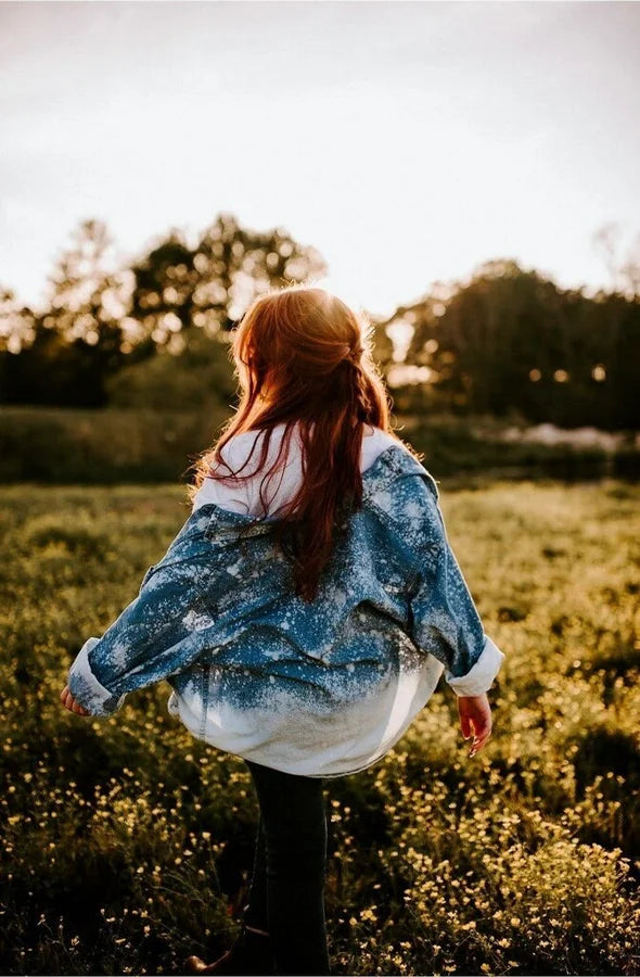 Distressed Denim Light Blue Long Sleeve