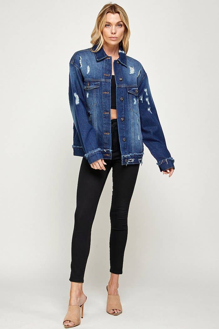 CHAQUETA OVERSIZE DE DENIM DE ALGODÓN