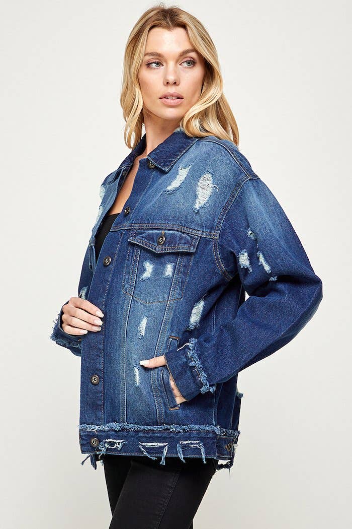 CHAQUETA OVERSIZE DE DENIM DE ALGODÓN