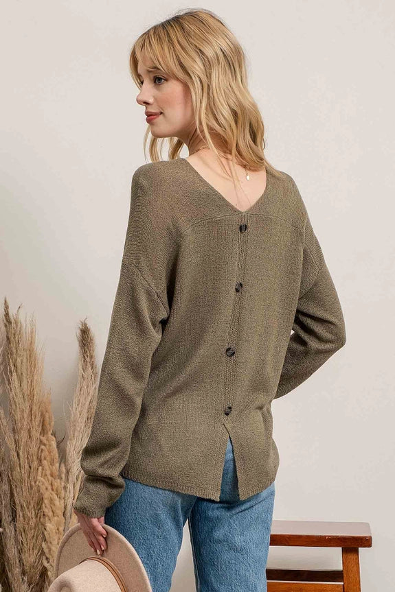 Back Button Sweater