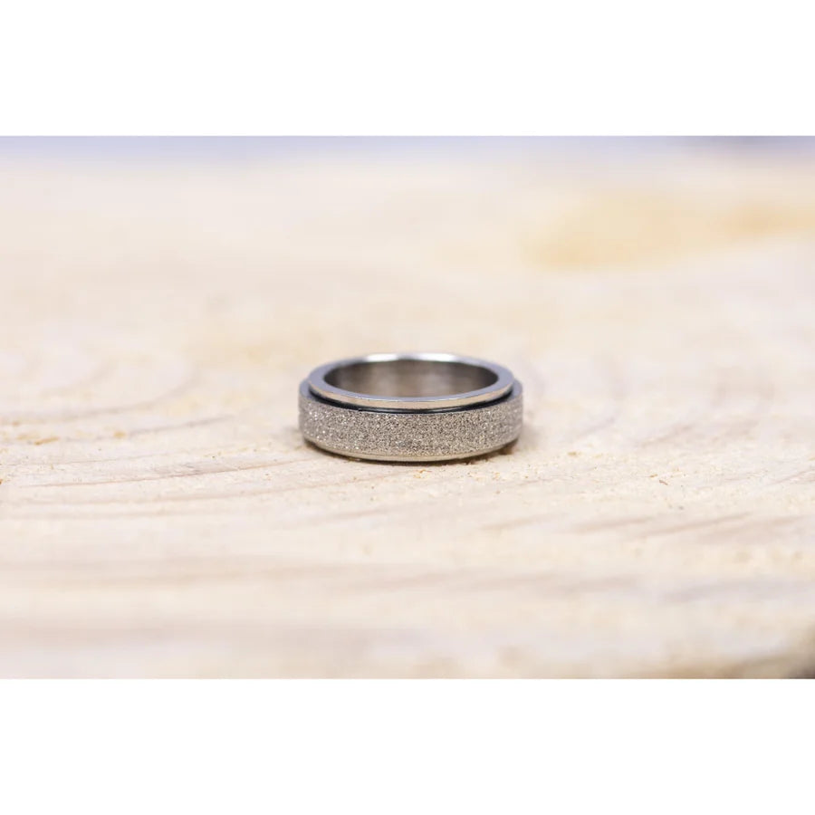 Stainless Steel Glitter SPINNER Anxiety Ring