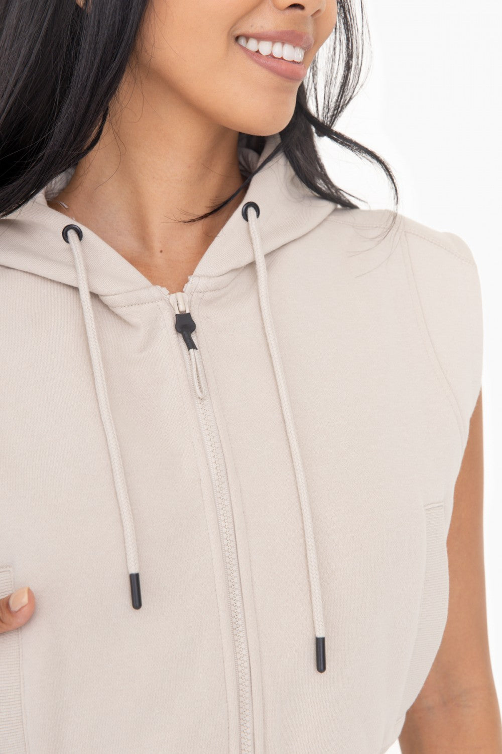 Brushed Fleece Cropped Hooded Vest