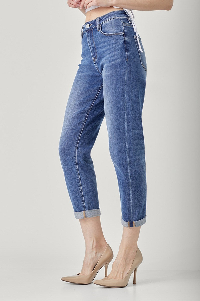 Risen Mid-Rise Boyfriend Jeans