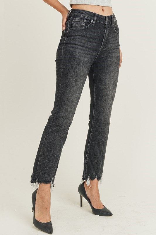 Frayed Hem Ankle Jeans