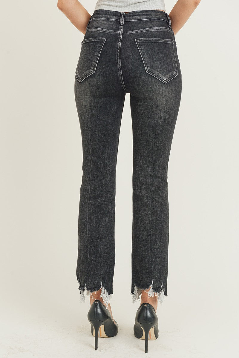 Frayed Hem Ankle Jeans