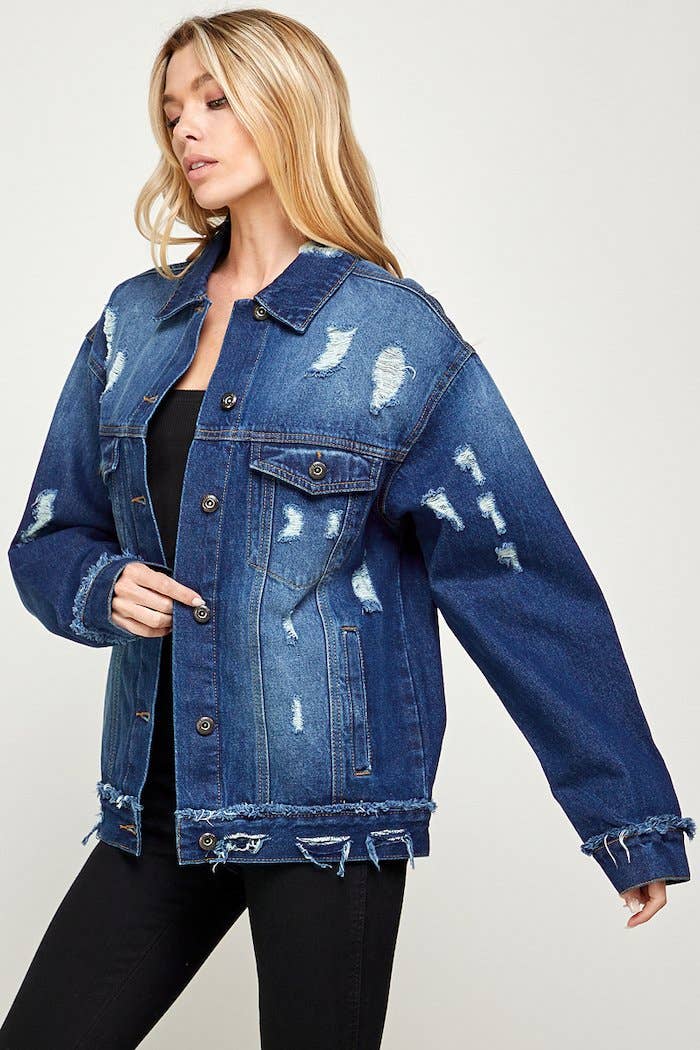 CHAQUETA OVERSIZE DE DENIM DE ALGODÓN