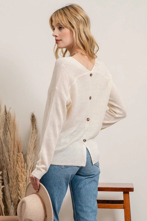 Back Button Sweater Boujie Co. Boutique