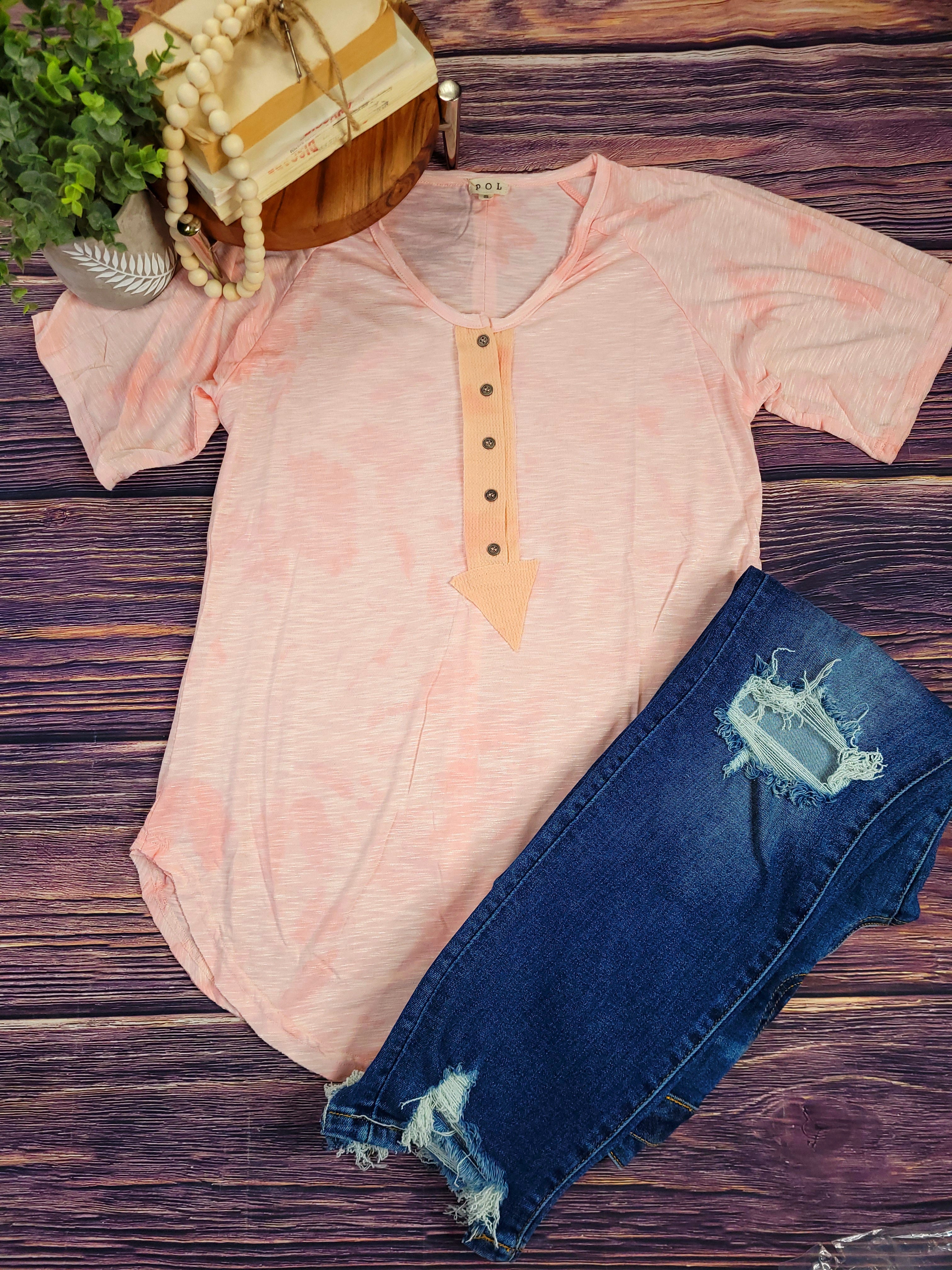 Peach Sherbet Dip Dye Top